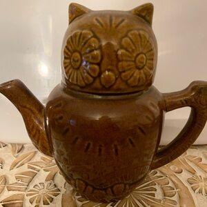 Brown Ceramic Owl Teapot